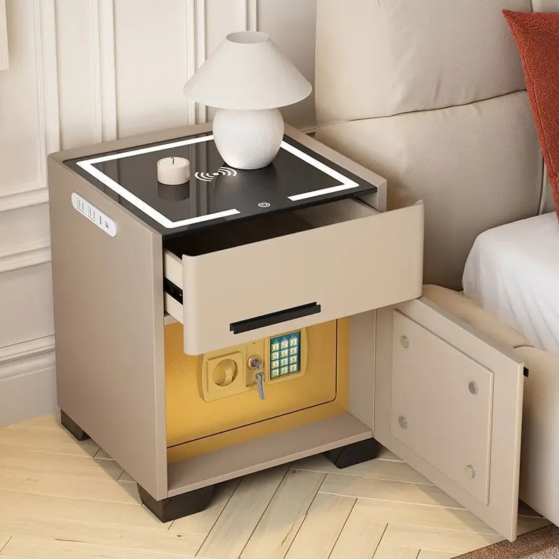 

Modern Simple Bedroom Storage Cabinet Integrated Intelligent Safe with Multifunctional Bedside Table 50-40-46cm