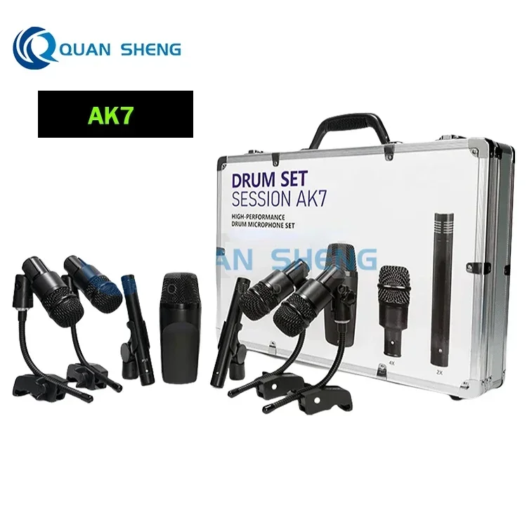 2026/AK7 Professional Drum Microphone Instrument Microphone 7 Piece Kit for Recording Stage Performances