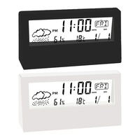 Black White Transparent Creative LED Thermo-Hygrometer Clock Weather Display Electronic Alarm CLock Desktop Table Desk Clock Dec