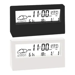 Black White Transparent Creative LED Thermo-Hygrometer Clock Weather Display Electronic Alarm CLock Desktop Table Desk Clock Dec