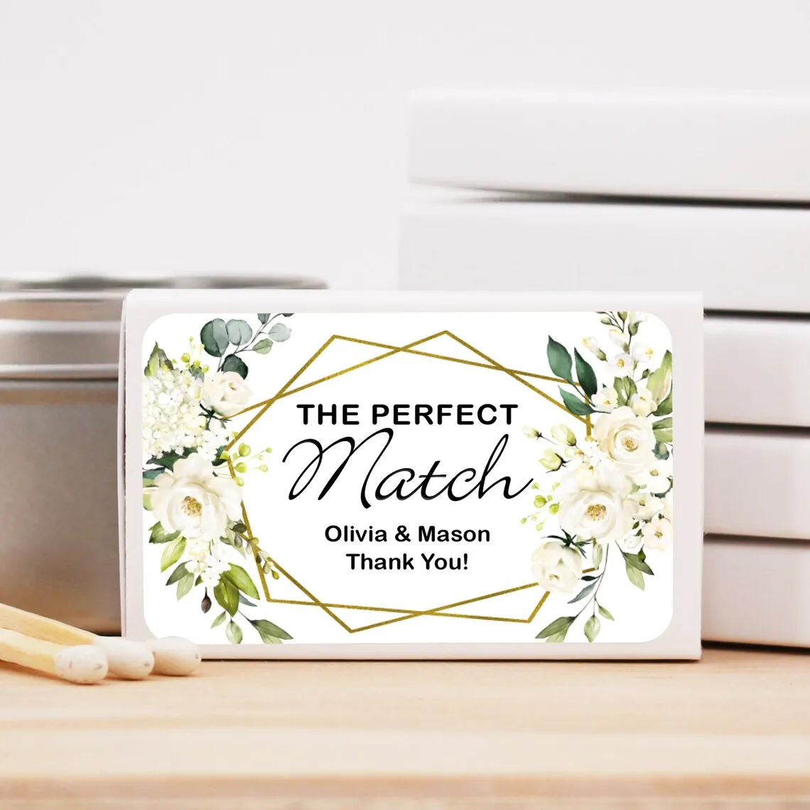 The Perfect Match Box Labels, Personalized Matchbox Stickers, wedding favours, Custom Stickers, 100