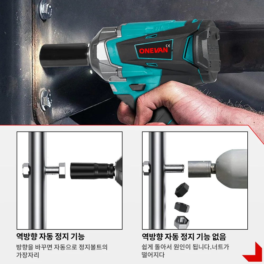 ONEVAN 1200N.M Torque Brushless Electric Impact Wrench 1/2 Inch Cordless Electric Wrench Power Tools For Makita 18V Battery Pin