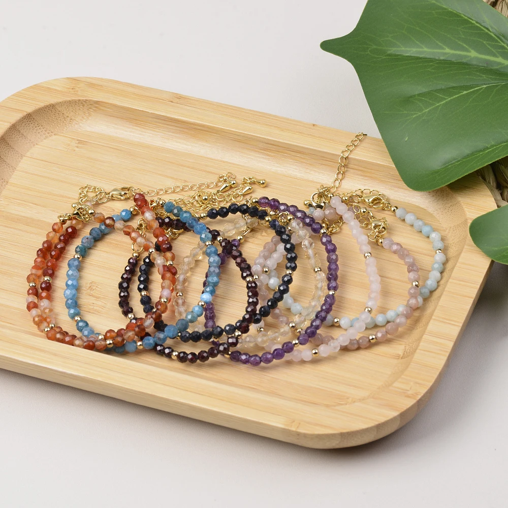 Amethyst Amazonit Granat Regenbogen Fluorit Karneol Apatit Schwarzer Spinell 4mm Natürliche Edelstein Perlen Armbänder Für Frauen Geschenk – Detail 2