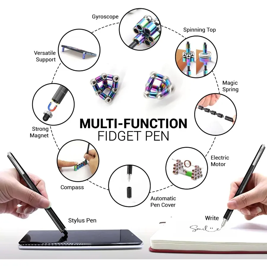 أناقة تململ القلم كرات مغناطيسية تشوه الضغط قلم مغناطيسي تململ لعبة للمراهقين قلم حبر جاف متعدد الوظائف #5