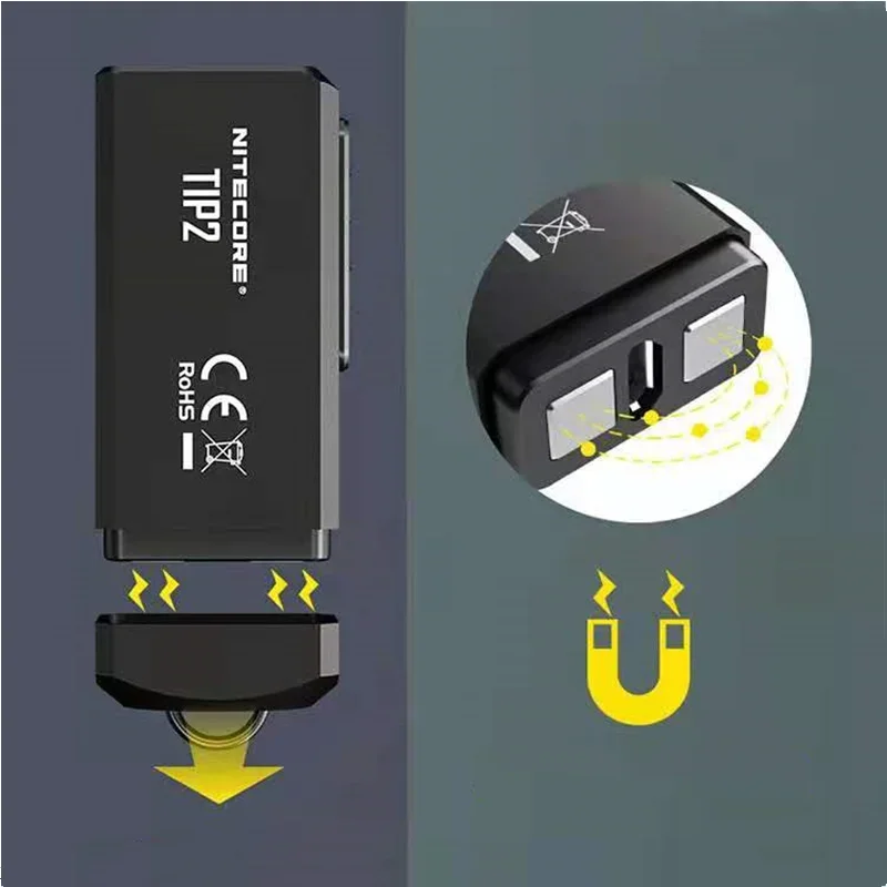 NITECORE-Llavero de luz recargable TIP2, linterna EDC portátil de doble núcleo CREE XP-G3 S3, batería integrada de 720 lúmenes