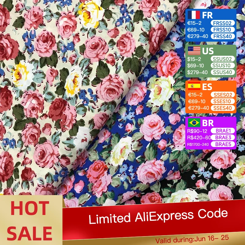 

Poplin Fabric Printed Cloth, 100% Cotton, Flower Pattern, DIY Dress, Clothing Shirt, Skirt Handmade Sewing