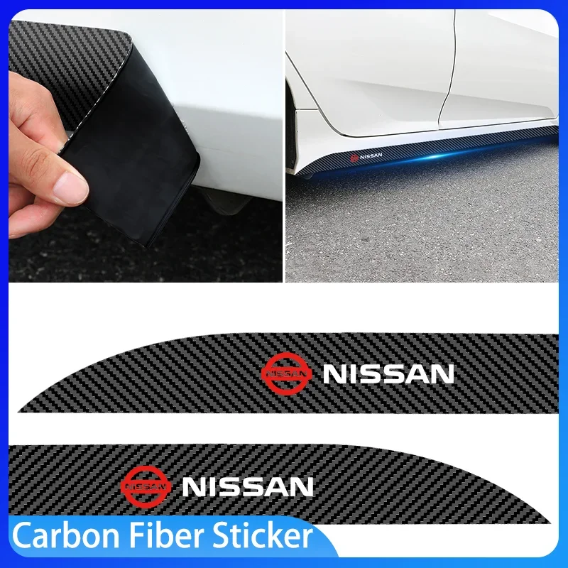 

2PCs Car Door Side Skirt Car Body Decal Carbon Fiber Art Stickers for Nissan Qashqai X J11 Trail Tiida Skyline Juke Accessories