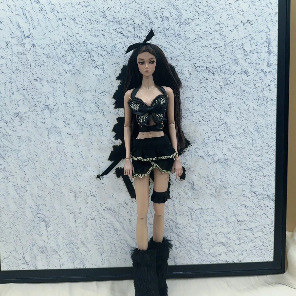 ファッション蝶ドレスセット 30 センチメートルスーパーモデル人形トップショートスカート靴カバースーツ衣装 1/6 信義 FR ST ブライス BABI 人形