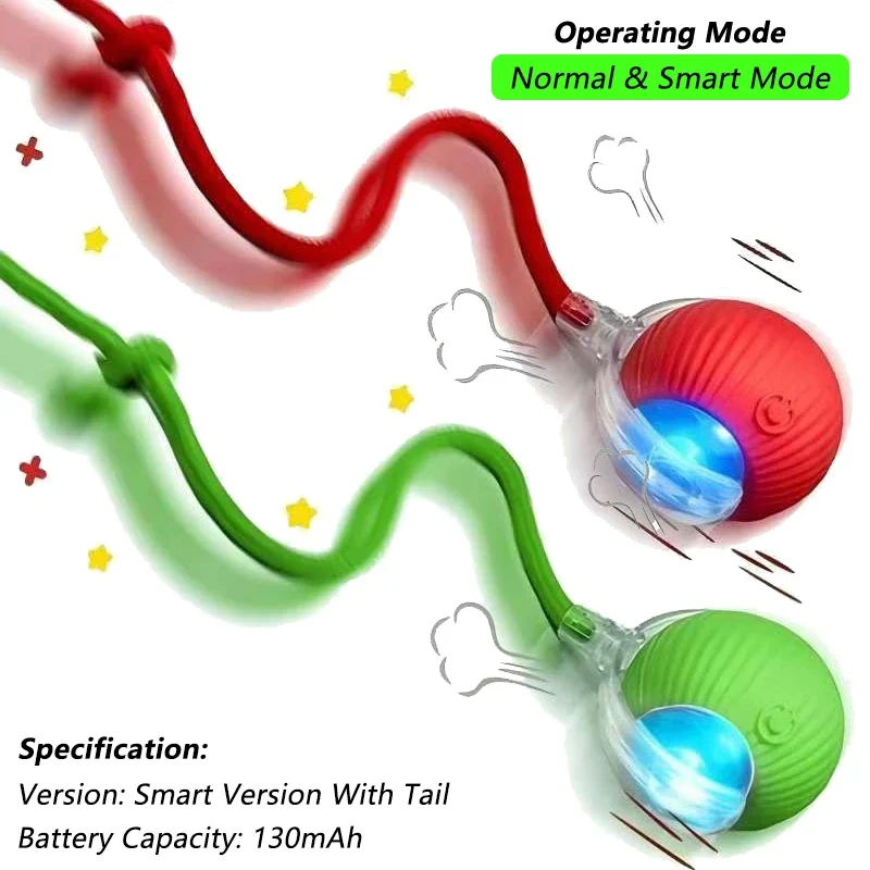 iLMH 1/2 PCS Cat Interactive Ball Toy Automatic Rolling Ball Faux Tail Rechargeable Smart Pet Electric Toy Pet Toy Imitate Mouse, image 28