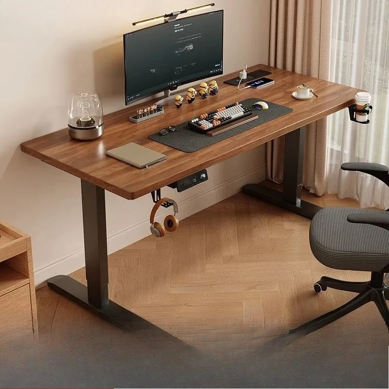 Étagère de bureau d'ordinateur à levage électrique en bois massif