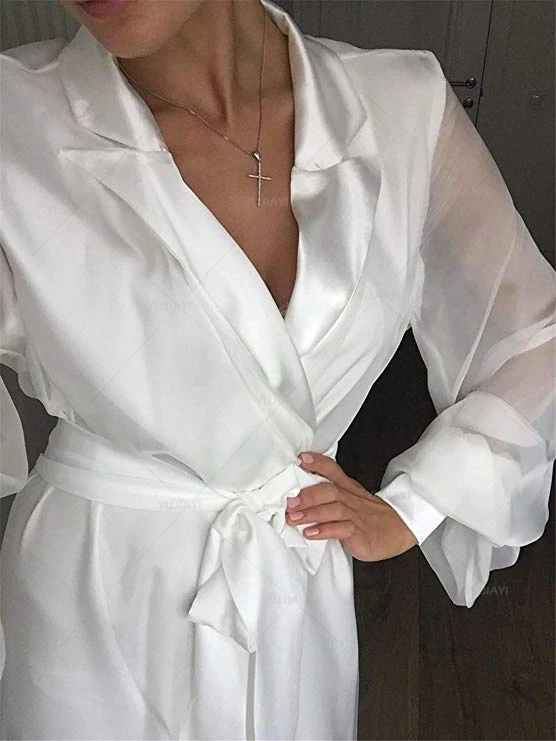 Bridal Robes Women Sleepwear Honeymoon Lingerie Chiffon Robe Long Sleeve Bathrobe Nightwear Babydoll Dress Boudoir Dress