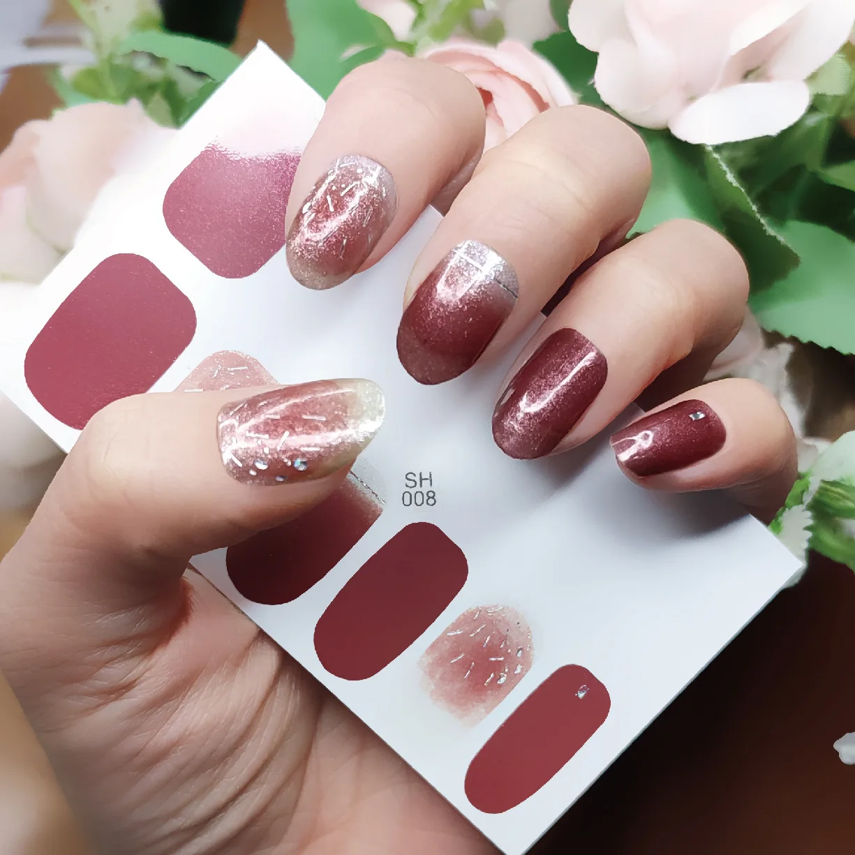 European And American Gradual Translucent Nail Stickers Temporary Women Cute All Pasted  Self-adhesive Finished Nail Stickers