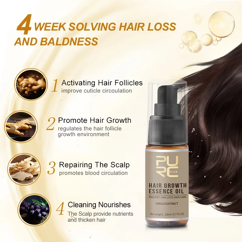 PURC Hair Growth Shampoo Essence Oil Hair Loss Treatment Fast Hair Regrowth Nourishing Hair Root Thickening Men Women Hair Care