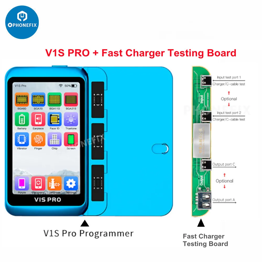 บอร์ดทดสอบที่ชาร์จความเร็วสูง jcid ใช้กับ V1S V1SE Pro สำหรับตรวจจับเครื่องชาร์จ Apple ของแท้ USB-C สายไฟแรงดันไฟฟ้าในปัจจุบัน
