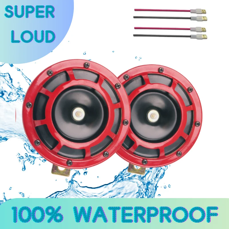 

Electric Big Disc Universal Horn for Motorcycle Car 2PCS Loudspeaker 130Db Sound Claxon Horn