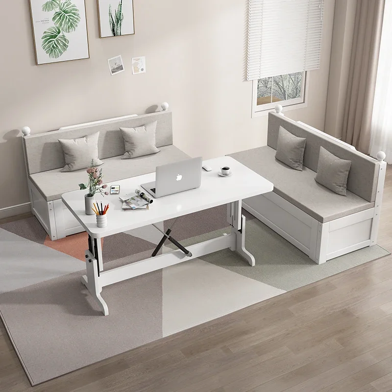 Sofa bed sitting and lying dual-purpose retractable small apartment living room multi-function with desk