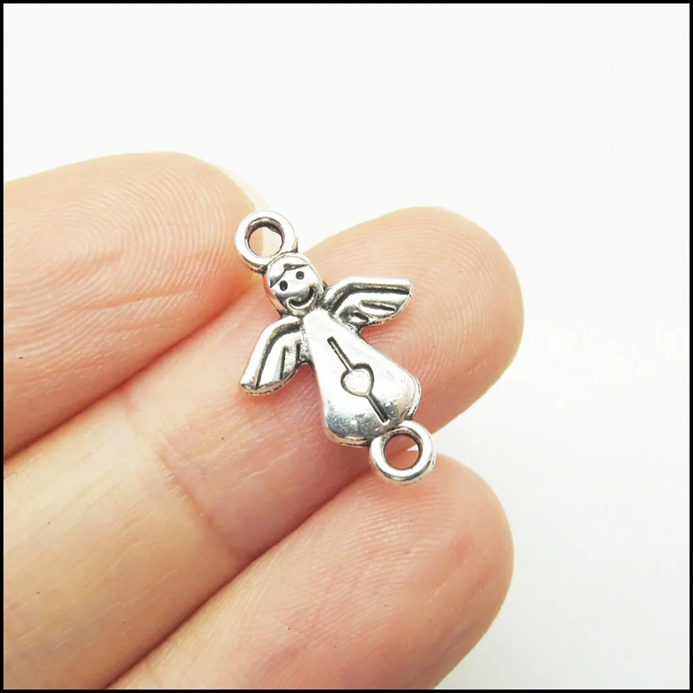 New Charms Antiqued Silver Color Praying Angel Wings Pendants DIY J004