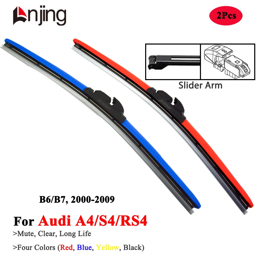 

LNJING Colorful Wiper Blades For Audi A4 S4 RS4 B6 B7 8H 8E 2000 2002 2005 2006 2007 2008 2009 Car Exterior Luxury Accessories