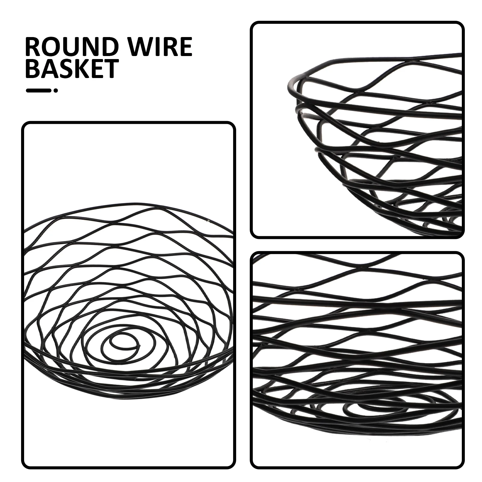 

Black Wire Bread Basket Multipurpose Metal Storage Holder for Fruit Fried Food Hotel Picnic Table Decorative Basket