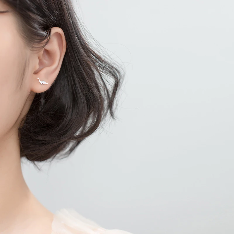 Modian Cute Tiny Animal Dinosaur Silver Studs Ear Fashion Exquisite 925 Sterling Silver Lovely Stud Earrings For Women Jewelry