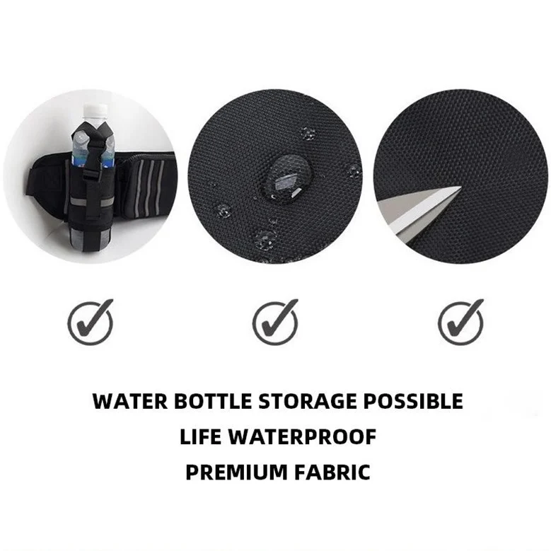 Dual-use Waterproof Waist Bag with Bottle Holder & Large Capacity Pockets - view 2