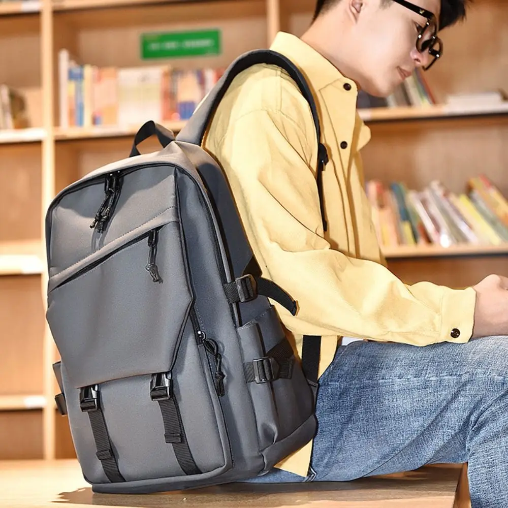 

Рюкзак из ткани Оксфорд большой вместимости, с множеством карманов, однотонный, для путешествий, водонепроницаемый, для отдыха, школьный ранец для студентов, для мужчин и женщин