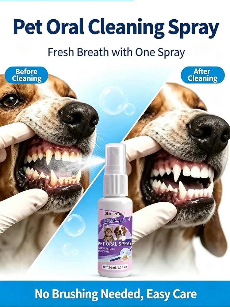 Pets Oral Hygiene Product-Cleansing Spray Eliminate Tartar Plaque Bacteria Refresh Breath Gentle Sterilizing