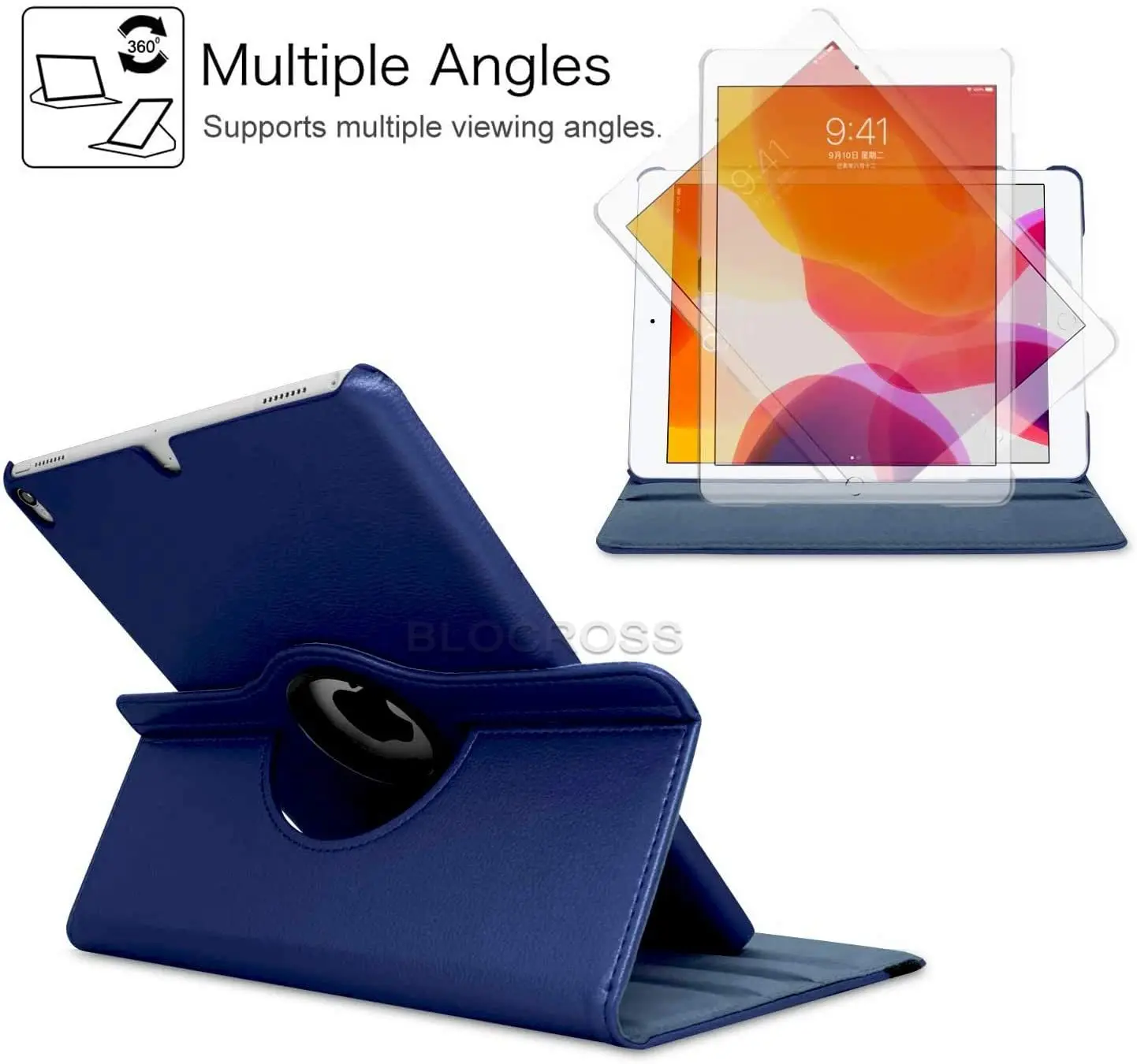 Case for IPad 2017 2018 9.7 IPad Air1 Air2 iPad 10.2 7th 8th 9th Gen Pu Leather Case Rotating Stand Smart Cover Auto Sleep Wake image 5