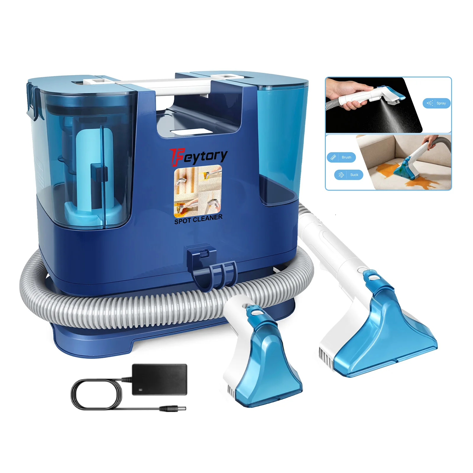 Cordless Carpet Cleaner Portable Spot Cleaner for Car Sofa Pet Hair, Spray Suction Upholstery Clean Machine with 2 Battery
