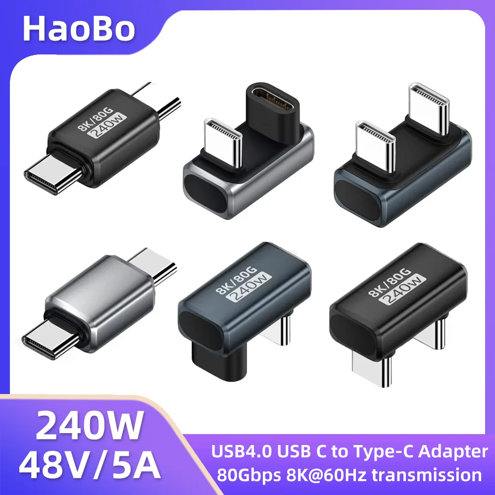USB 4.0 C to Type-C PD240W 8K 60Hz Macbook Charger Connector 80Gbps High-Speed OTG U-Shaped/Straight Adapter for iPhone 15/16