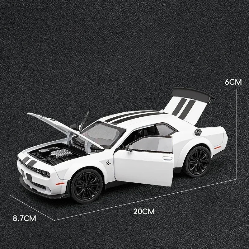 Modèle de voiture Challenger SRT Hellcat, avec son et lumière, jouet en alliage moulé sous pression pour enfants, Simulation de véhicule, cadeau collectif, 1:22