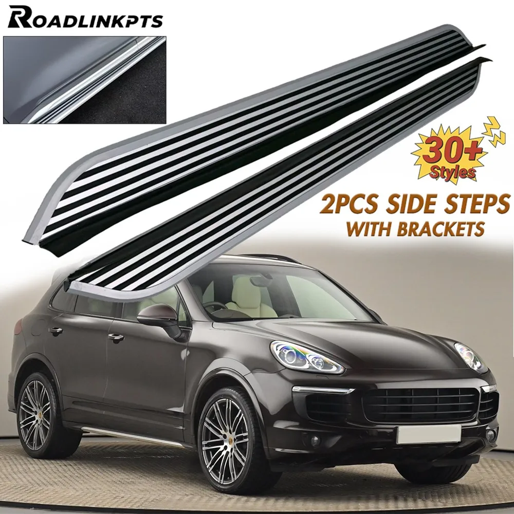 

2PCS Aluminum 4.7" Wide Silver Fixed Side Steps Fit for Porsche Cayenne 2011-2018 Running Boards Nerf Bars Rails Plates Pedals
