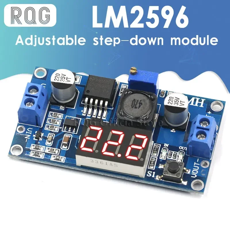 LM2596 BUCK 3A, voltaje de DC-DC, módulo de potencia de reducción ajustable + voltímetro LED azul