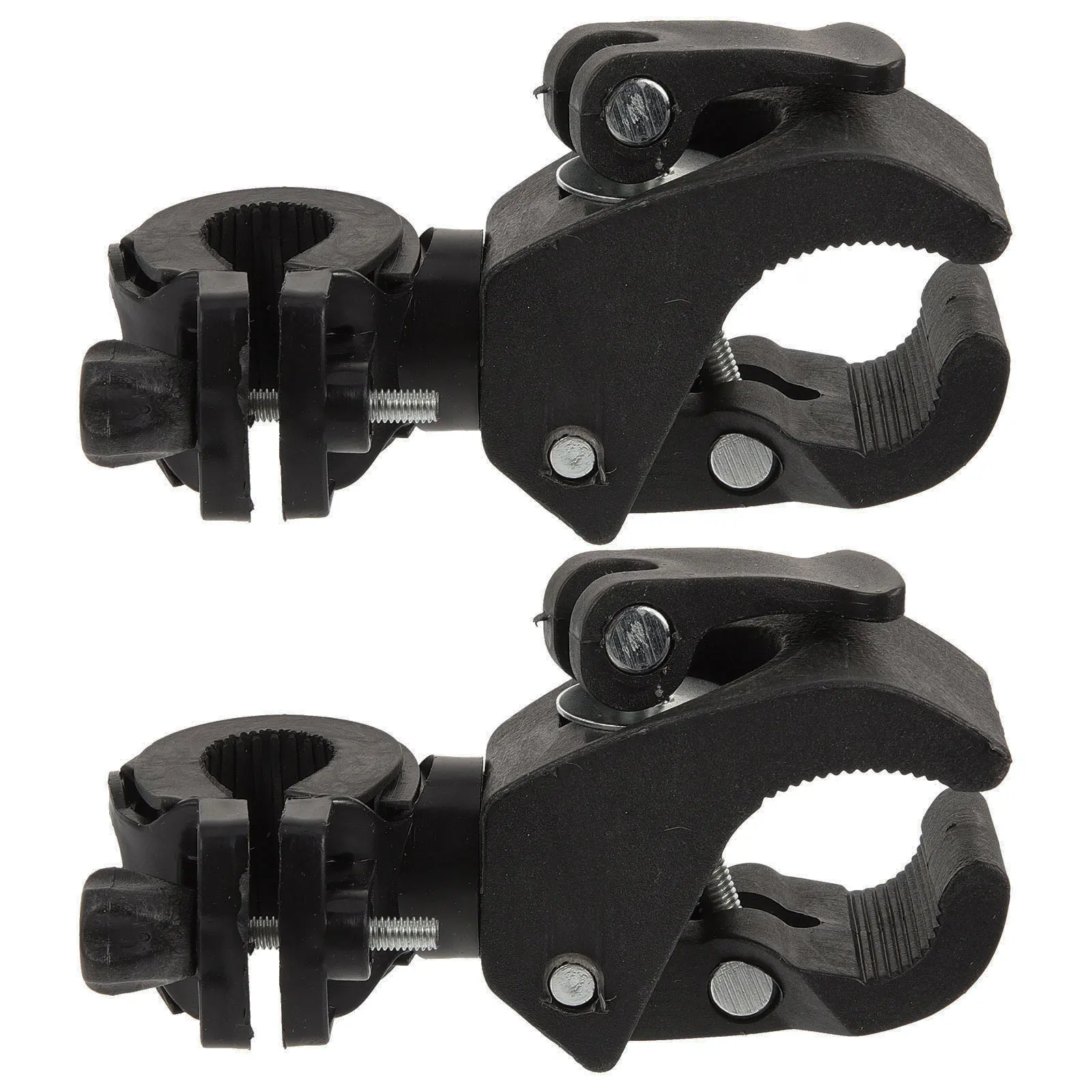 

2pcs Bike Flashlight Holder Durable Plastic Metal Bracket Rotatable Night Riding Stable Lamp Mount Storage Rack