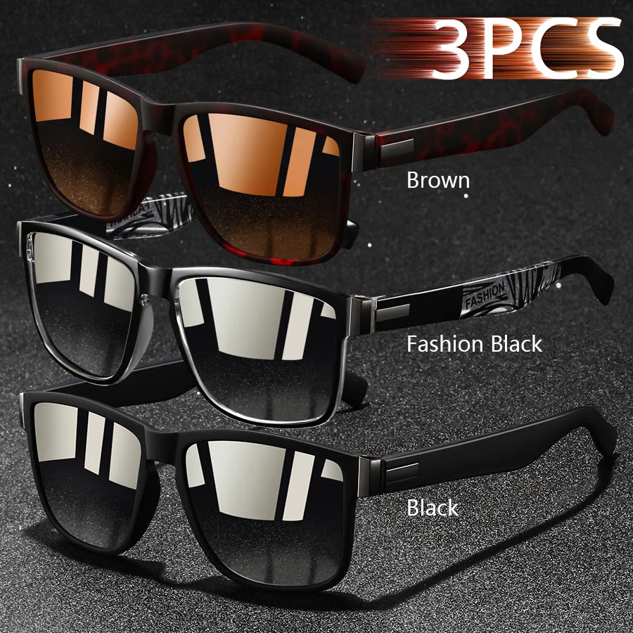 1-2-3 Stück Modische Vintage Quadratische Unisex-Brillen, Sonnenbrillen zum Fahren und Angeln für Männer und Frauen, Luxus-Marken-Designer-Sonnenbrillen – Detail 30