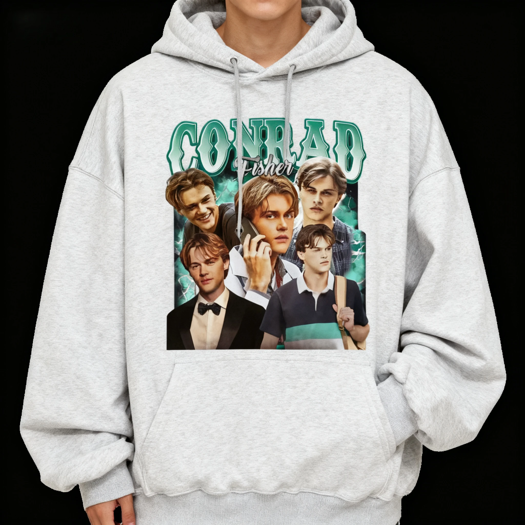 هوديي Team Conrad Fisher Fashion Movie Graphic Summer 100% قطن مطبوع للرجال، كبير الحجم ومريح Y2K
