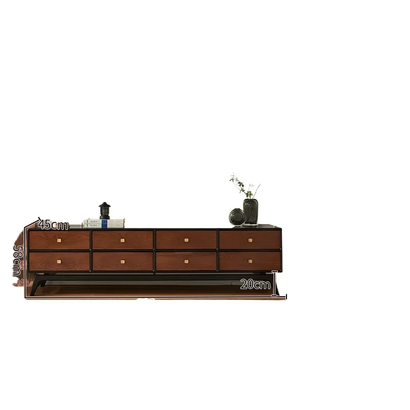 

French retro solid wood TV cabinet household living room storage locker