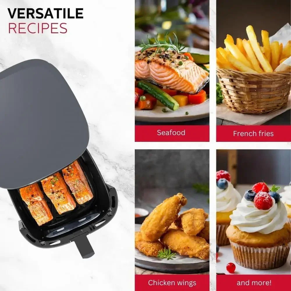 디지털 에어 프라이어 7.6QT(보기 창 포함) 7가지 사전 설정 옵션 타이머 자동 차단 논스틱 바구니 더 건강한 요리