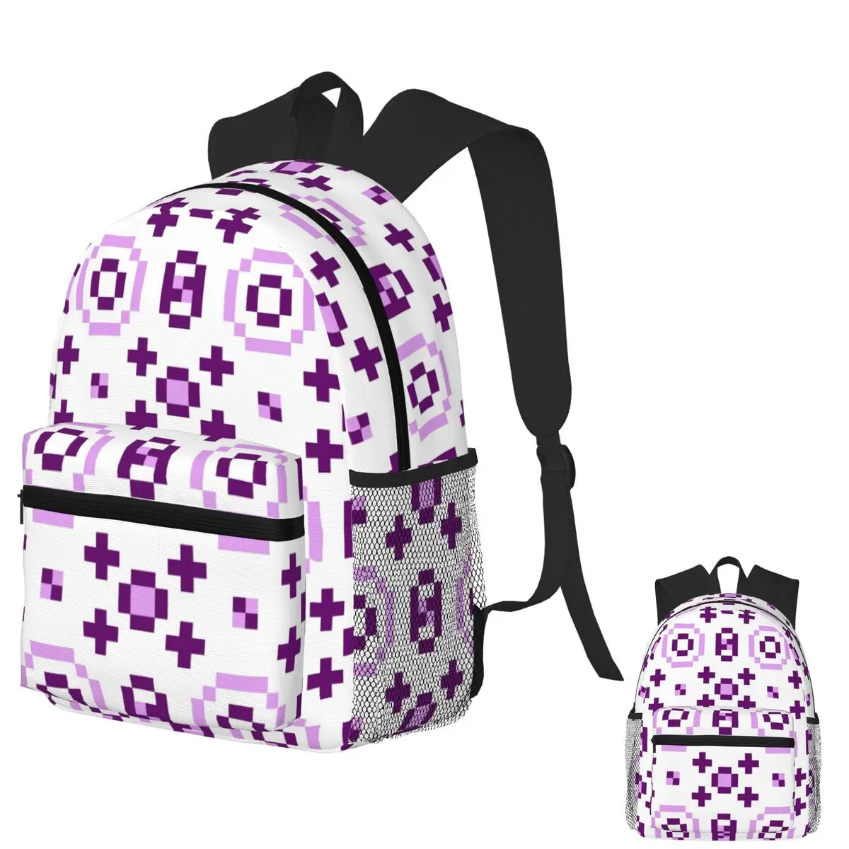 

Pixel Magic Purple Student Backpack School Bag Hiking Travel Daypack for Boys Girls Fashion Bookbag Shoulder Bags