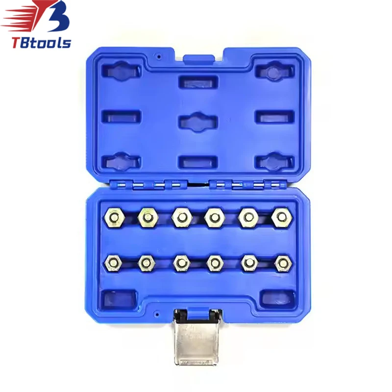 

TBTOOLS Car Auto 12 Pcs Adapters for High Pressure Tester Diesel Circuit 7mm 14mm Automotive Repair Vehicle Tools TB204