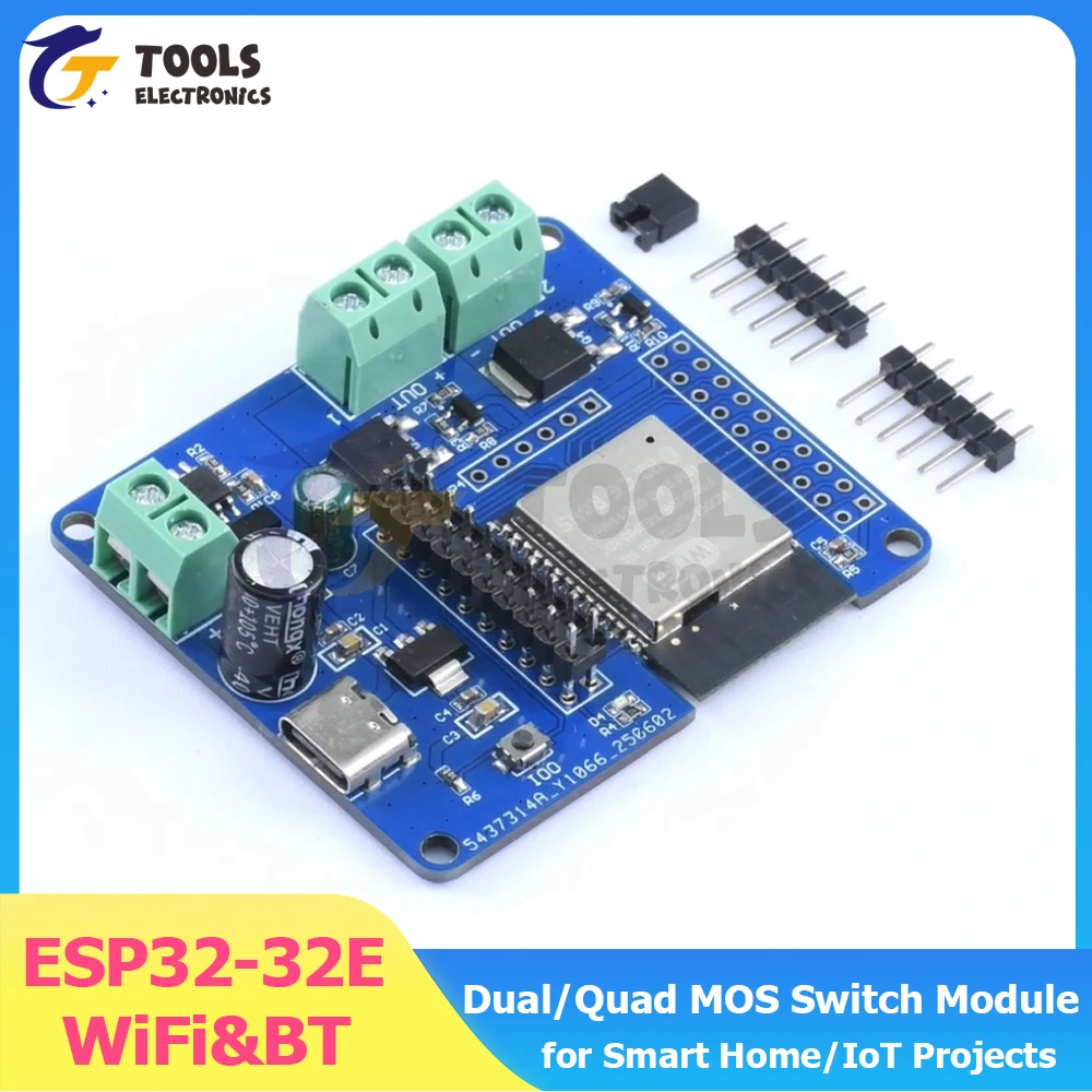 

DC 5-60V Dual/Quad MOS Switch Module with ESP32-32E WiFi+Bluetooth - Type C Development Board for Smart Home/IoT Projects