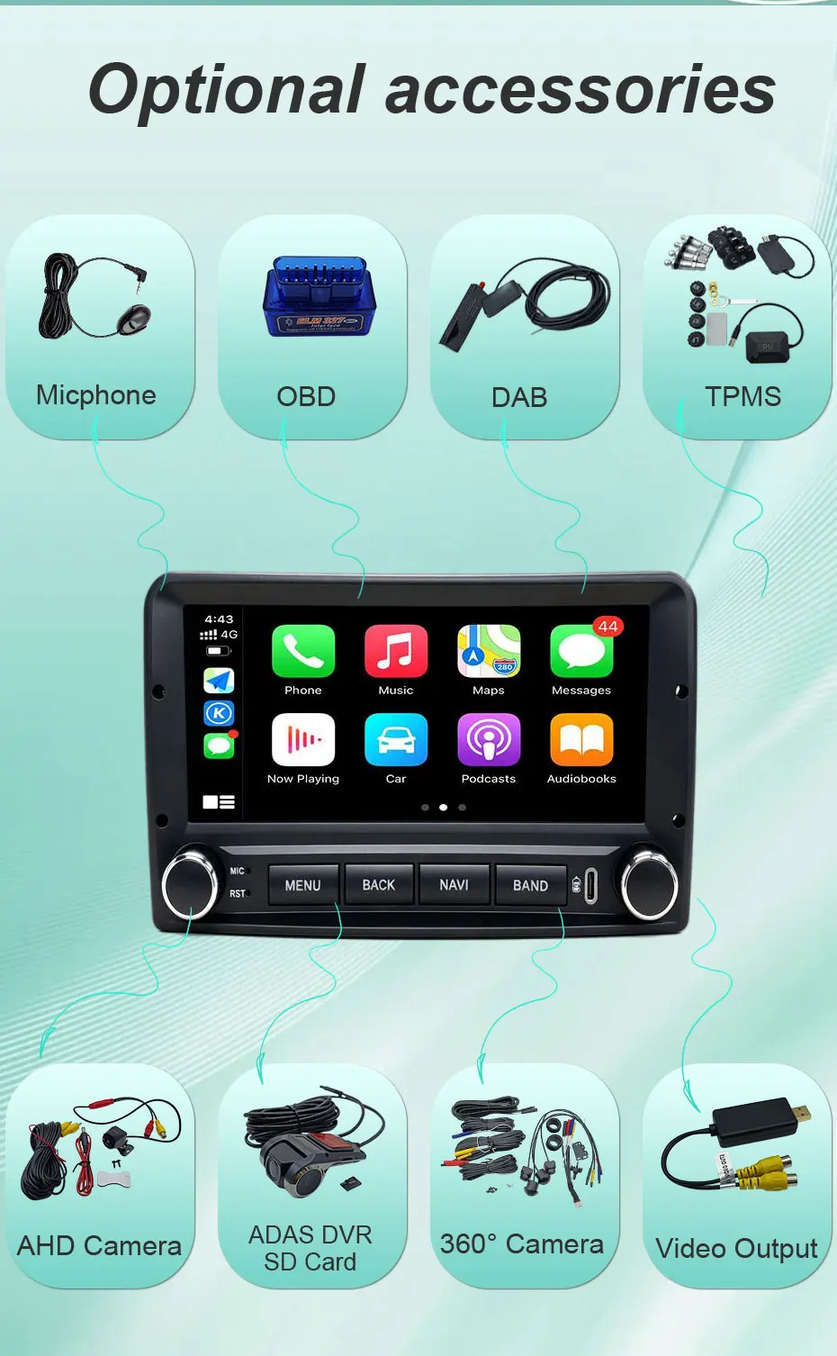 For Ford Fiesta Mk4 Mk5 Focus Mk1 Mondeo Mk2 Mk3 Fusion Transit Connect Ranger Puma Galaxy Mk1 Escort Mk6 Radia Player 6.86" 4G