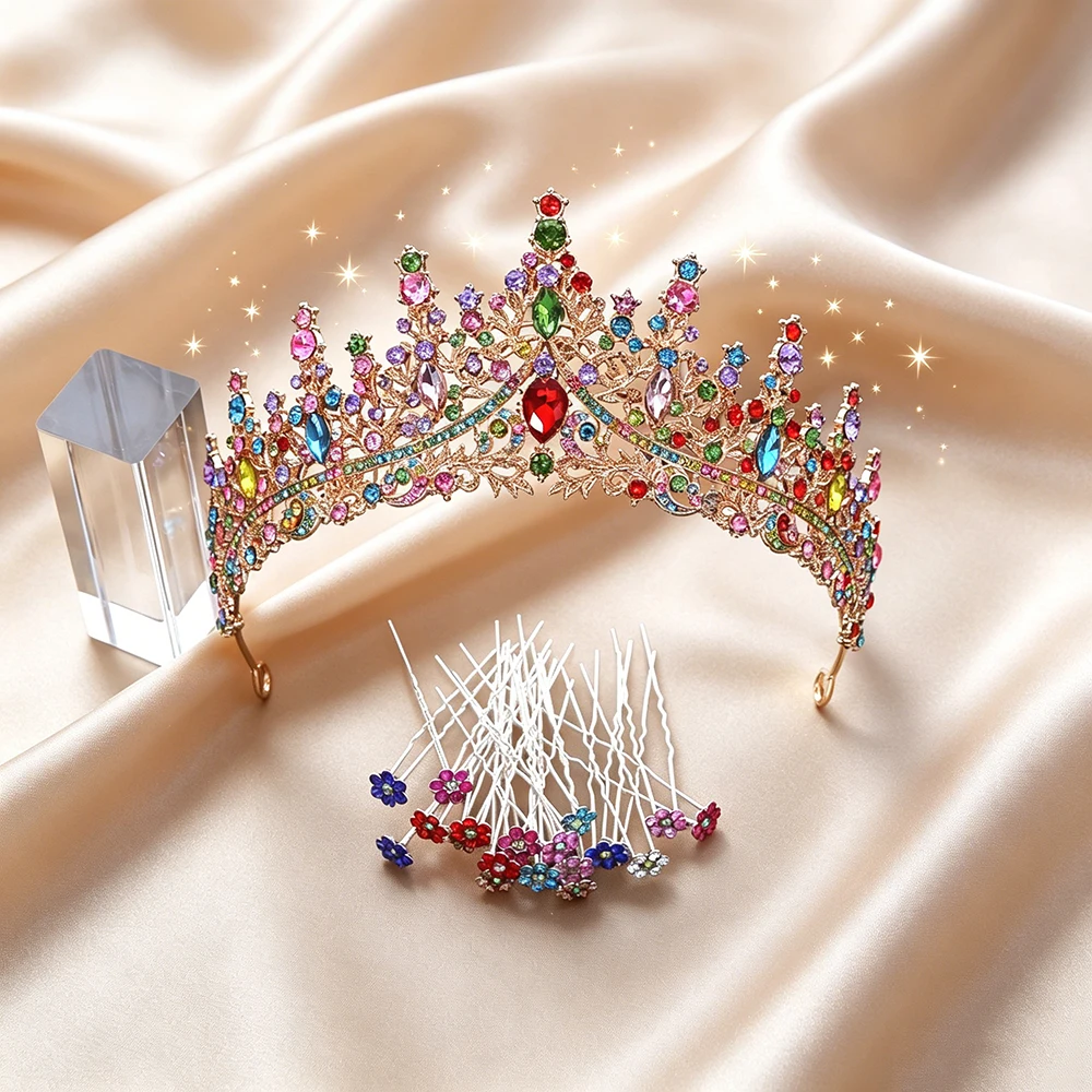 21pcs Dopamine Bridal Headdress Set With 20 Hair Clips Elegant Princess Headwear For Weddings Birthdays Parties Hair Accessories