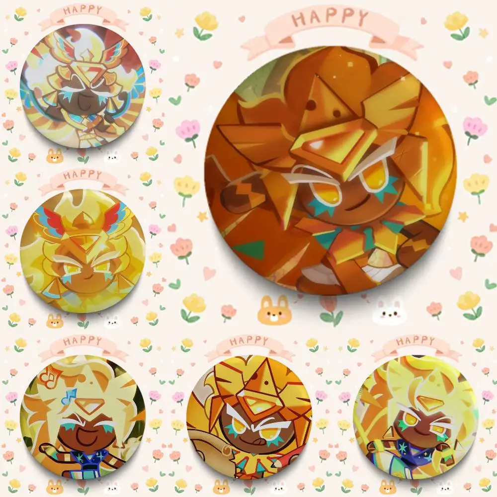 1pc Cartoon Golden Cheese Cookie Badges 25 32 44 58 75 mm Round Cosplay Pin Bag Decor Fans Collect Friends Gifts Brooch Souvenir
