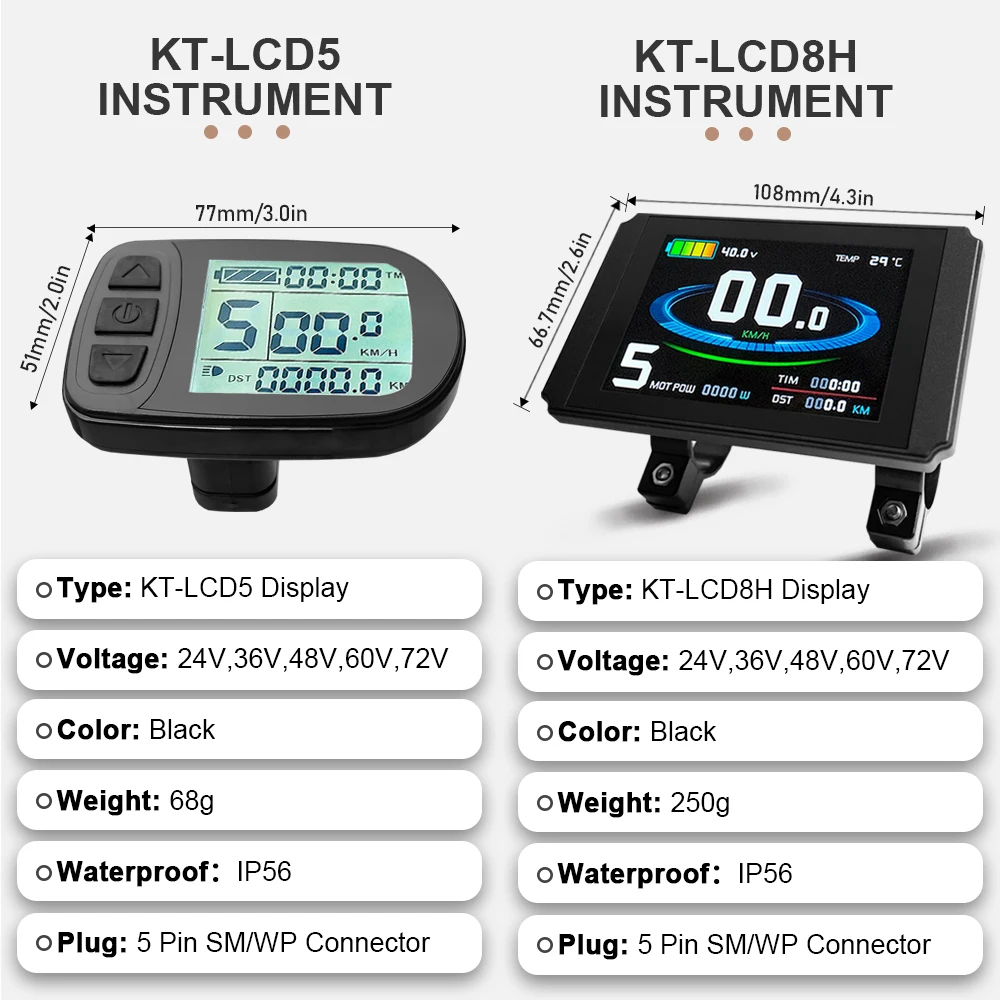 Bicicletta elettrica KT LCD Display a LED impermeabile SM Plug 24V 36V 48V Lcd3 lcd8h led 880 LCD7 ebike Display per Kit bici elettrica