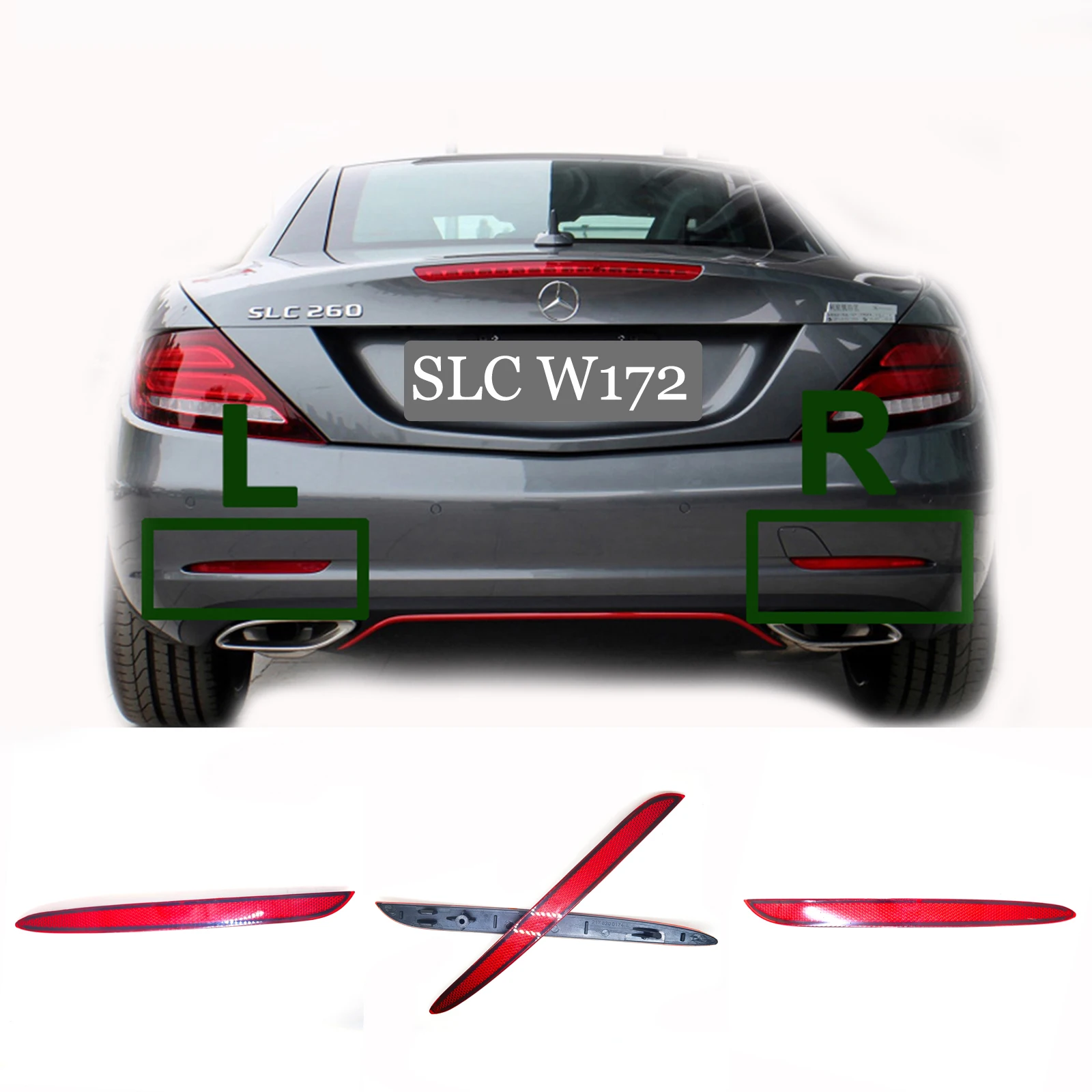 Rear Reflector FIT 16-18 Mercedes Benz SLC SLK W172 R172 SLC180 SLC200 SLC250 SLC300 SLC43 SLK55 2016 2017 2018 Left Right Side