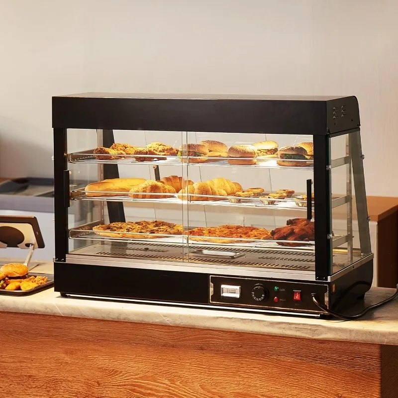 3-Tier Commercial Food Warmer Display, 1500W Food Display Warmer with Light, Adjustable Shelf and Temperature Display