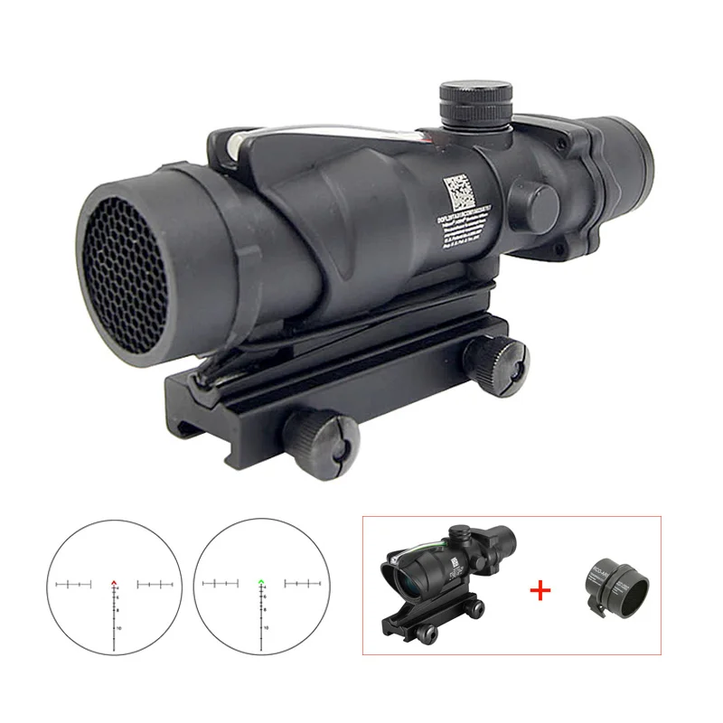 

ACOG Fiber Source Scope, Red Illuminated Optics Rifle, Airsoft, 4x Magnifier, Riflescope with Killflash Protective Cover, 4x32