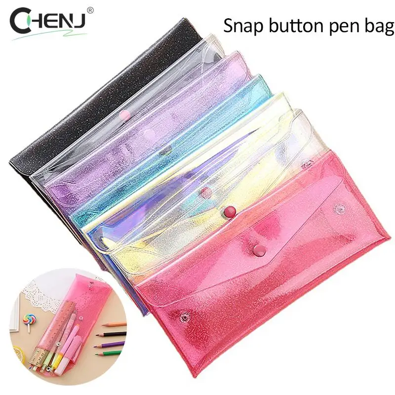 Bolsa de cosméticos láser transparente para niñas, estuche de maquillaje, bolsa para lápices con purpurina, estuche para bolígrafos láser, bolsas escolares para niñas, 1 piezas