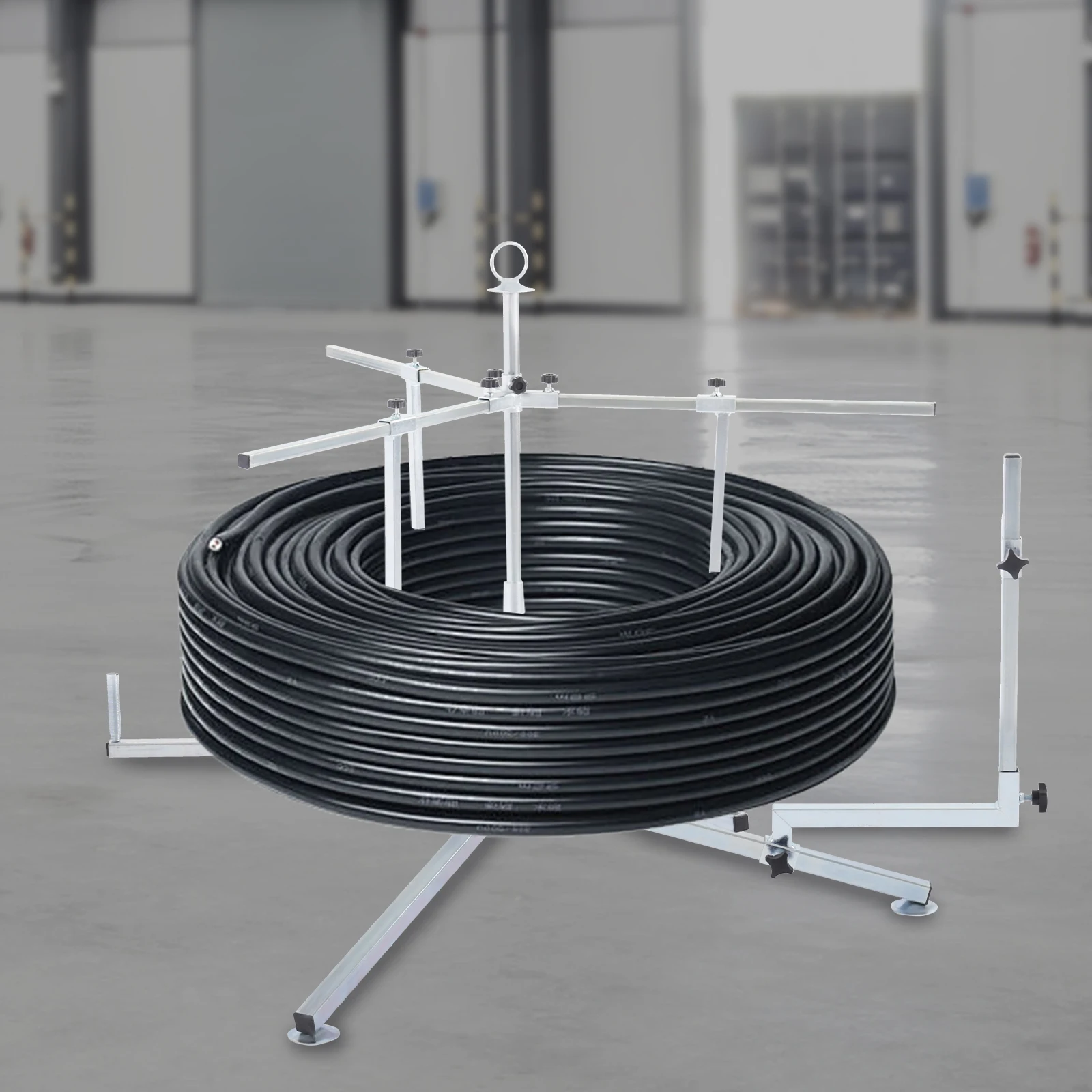 

440.92lbs 3-Gear Adjustable Galvanized Iron Pipe Releaser Tripod Structure Pipe Unfolding Stand For PEX/PERT/Heating/Water Pipes